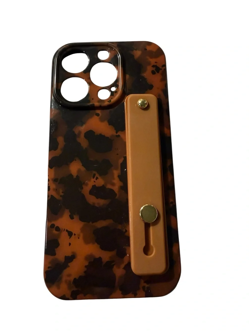 iPhone 16 Pro Tortoiseshell Grip Case with Brown Strap